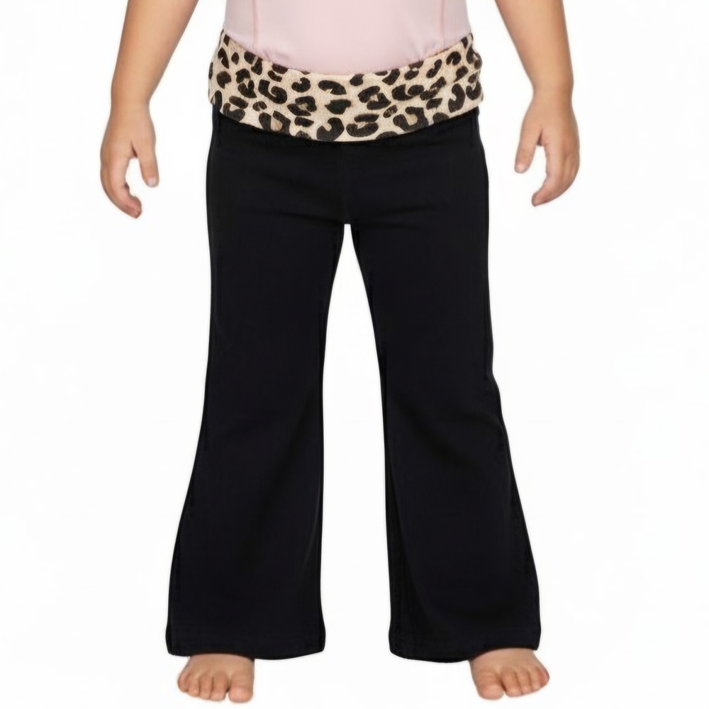 Jumping Beans Black Pants with‎ Leopard Print Waist